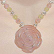 DKC ~ Rose Quartz Rose Necklace w/ Rose Quartz, New Jade & Pearl